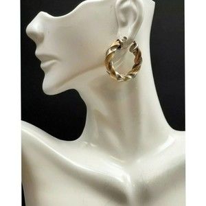 Peter Brams 14K Gold Hoops Twisted Rope Design 925 Sterling Silver